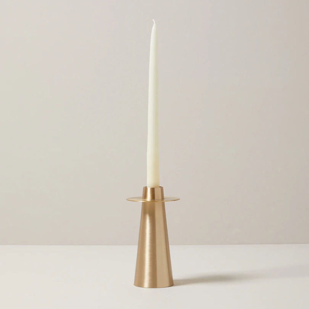LARGE CONICAL TAPER CANDLE HOLDER, BRASS​